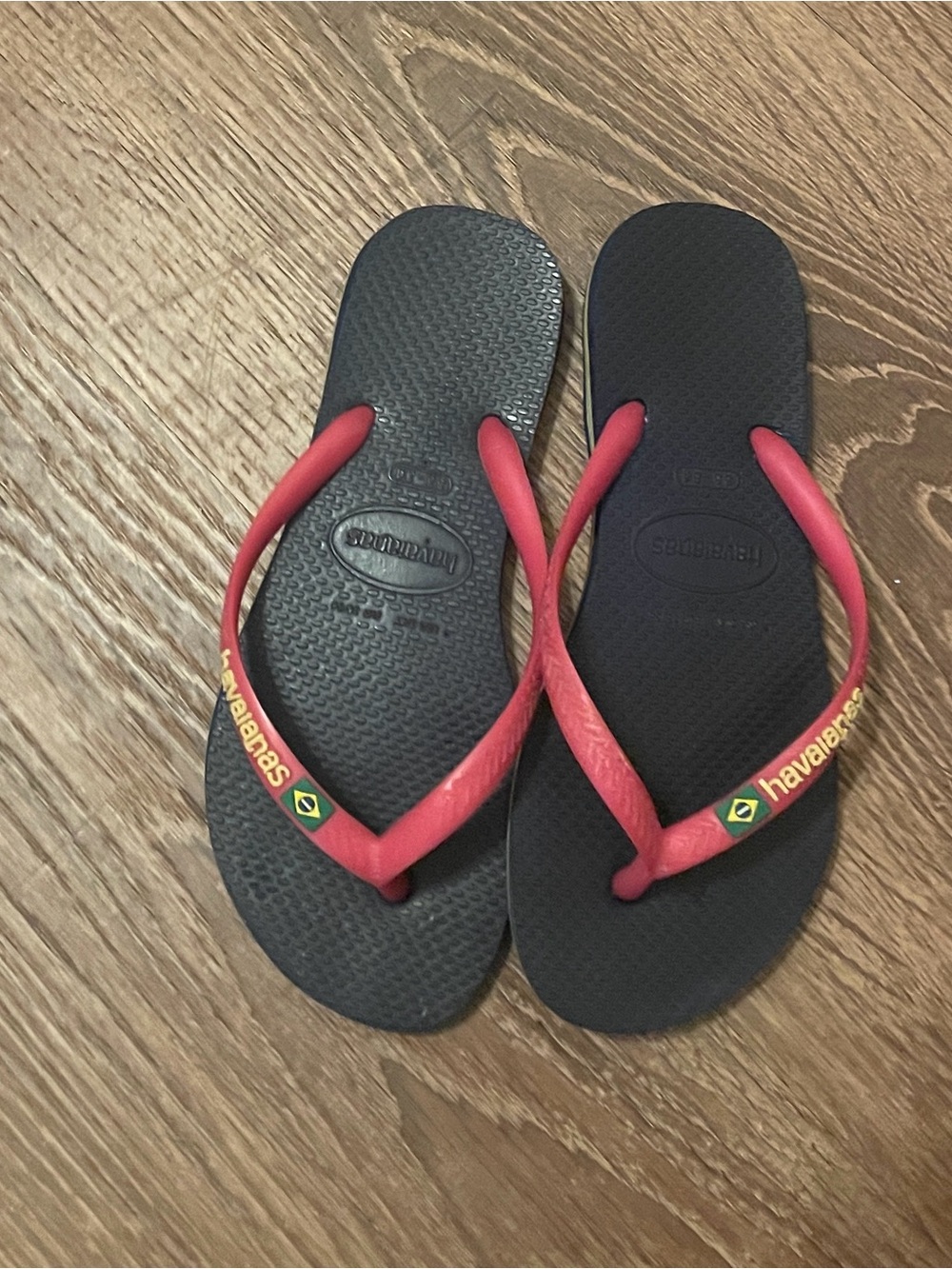 Kids Havaianas Blue Footbed with Pink Straps Flip Flops Sz 3/4 Y EU 35/36 EUC